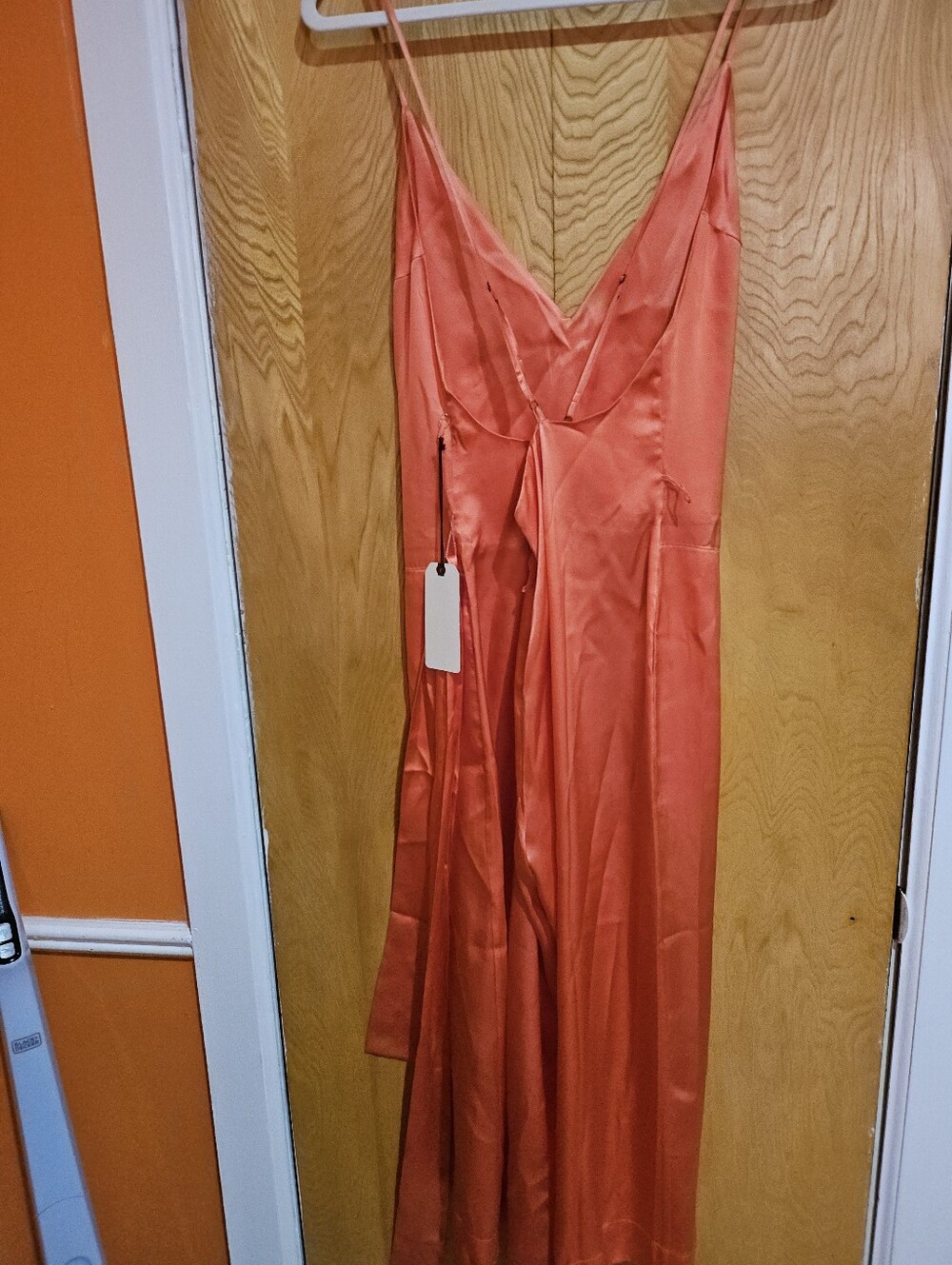 La Boheme Satin Slip Jumpsuit in Coral